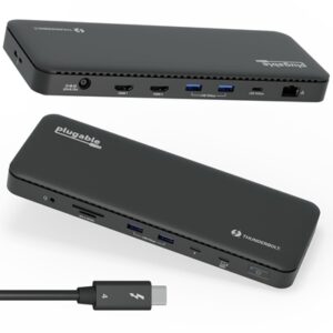 Plugable TBT4-UD5 ThunderBolt 4 Dual Monitor (2x 4K or 1x 8K) 96W USB-C PD Docking Station - Image 2