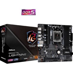 ASRock B650M PG Lightning AMD AM5 Socket Motherboard, Micro-ATX, 4x DDR5 Slots, 3x M.2 Sockets, 1x USB-C Port, 2.5GbE LAN, 1x DisplayPort / 1x HDMI Port - Image 3