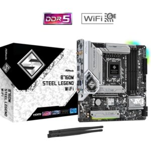 ASRock B760M Steel Legend WiFi Intel 1700 Socket Motherboard, Micro-ATX, 4x DDR5 Slots, 4x M.2 Sockets, 2x USB-C Port, Fitted I/O Shield, 2.5GbE LAN, Wi-Fi 6E, 1x DisplayPort / 1x HDMI Port - Image 2