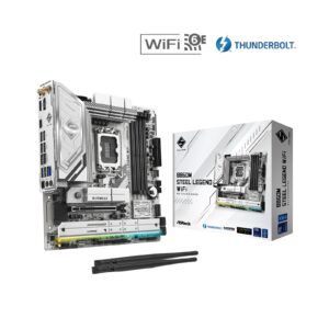 ASRock B860M Steel Legend WiFi Intel 1851 Socket Motherboard, Micro-ATX, 4x DDR5 Slots, 4x M.2 Sockets, 2x USB-C Port, Fitted I/O Shield, 2.5GbE LAN, Wi-Fi 6E, 1x DisplayPort / 1x HDMI / 1x USB-C (USB4) - Image 3