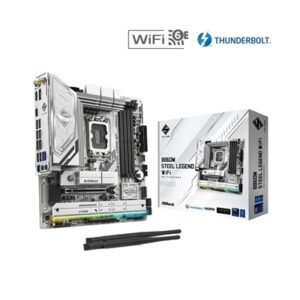 ASRock B860M Steel Legend WiFi Intel 1851 Socket Motherboard, Micro-ATX, 4x DDR5 Slots, 4x M.2 Sockets, 2x USB-C Port, Fitted I/O Shield, 2.5GbE LAN, Wi-Fi 6E, 1x DisplayPort / 1x HDMI / 1x USB-C (USB4) - Image 2