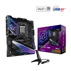 ASRock X870E NOVA WIFI PHANTOM GAMING AMD AM5 Socket Motherboard, ATX, 4x DDR5 Slots, 5x M.2 Sockets, 3x USB-C Port, Fitted I/O Shield, 5GbE LAN, Wi-Fi 7, 1x HDMI Port / 2x USB-C (USB4) - Image 3