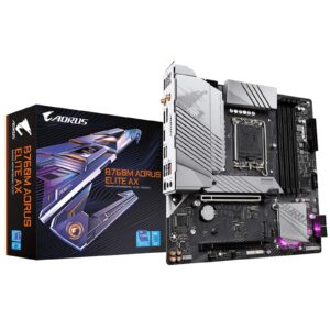 Gigabyte B760M AORUS ELITE AX Intel 1700 Socket Motherboard, Micro-ATX, 4x DDR5 Slots, 2x M.2 Sockets, 2x USB-C Port, Fitted I/O Shield, 2.5GbE LAN, Wi-Fi 6E, 1x DisplayPort / 1x HDMI Port - Image 3