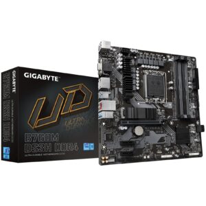 Gigabyte B760M DS3H DDR4 Ultra Durable Intel 1700 Socket Motherboard, Micro-ATX, 4x DDR4 Slots, 2x M.2 Sockets, 1x USB-C Port, 2.5GbE LAN, 1x D-Sub / 2x DisplayPorts / 1x HDMI Port - Image 3