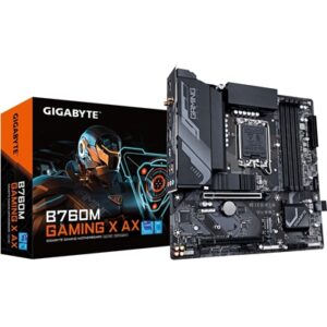 Gigabyte B760M GAMING X AX Intel 1700 Socket Motherboard, Micro-ATX, 4x DDR5 Slots, 2x M.2 Sockets, 1x USB-C Port, Fitted I/O Shield, 2.5GbE LAN, Wi-Fi 6E, 1x DisplayPort / 1x HDMI Port - Image 2