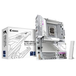 Gigabyte B860 AORUS ELITE WIFI7 ICE Intel 1851 Socket Motherboard, ATX, 4x DDR5 Slots, 3x M.2 Sockets, 2x USB-C Port, Fitted I/O Shield, 2.5GbE LAN, Wi-Fi 7, 1x DisplayPort / 2x HDMI / 1x USB-C (USB4) - Image 2