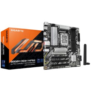 Gigabyte B860M DS3H WIFI6E Intel 1851 Socket Motherboard, Micro-ATX, 4x DDR5 Slots, 2x M.2 Sockets, 1x USB-C Port, 2.5GbE LAN, Wi-Fi 6E, 2x DisplayPorts / 1x HDMI Port - Image 3