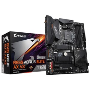 Gigabyte B550 AORUS ELITE AX V2 AMD AM4 Socket Motherboard, ATX, 4x DDR4 Slots, 2x M.2 Sockets, 1x USB-C Port, Fitted I/O Shield, 2.5GbE LAN, Wi-Fi 6E, 1x DisplayPort / 1x HDMI Port - Image 3