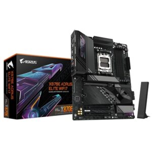 Gigabyte X870E AORUS ELITE WIFI7 AMD AM5 Socket Motherboard, ATX, 4x DDR5 Slots, 4x M.2 Sockets, 3x USB-C Port, Fitted I/O Shield, 2.5GbE LAN, Wi-Fi 7, 1x HDMI Port / 2x USB-C (USB4) - Image 2