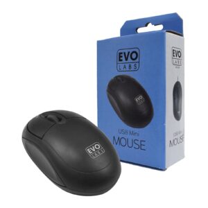 Evo Labs MO-001 Wired USB Mini Plug and Play Mouse, 800 DPI Optical Tracking, 3 Button with Scroll Wheel,  Ambidextrous Design for PC / Mac / Laptop, Matte Black - Image 3