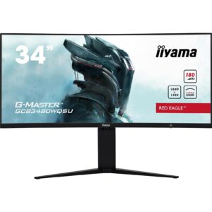 iiyama G-Master GCB3480WQSU-B1 34 Inch Red Eagle Ultra Wide Curved Gaming Monitor, Black, 3440x1440, 0.4ms, 180hz, FreeSync, HDMI, Display Port, USB Hub, Speakers, Int PSU, Height Adjustable, VESA - Image 3