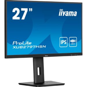 iiyama ProLite XUB2797HSN-B2 27 Inch Full HD IPS Monitor, Matte Black, USB-C Dock, RJ45, 100 Hz, 1x HDMI, 1x DisplayPort, 4x USB Hub, Speakers, Height Adjust, Pivot, VESA - Image 3