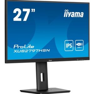 iiyama ProLite XUB2797HSN-B2 27 Inch Full HD IPS Monitor, Matte Black, USB-C Dock, RJ45, 100 Hz, 1x HDMI, 1x DisplayPort, 4x USB Hub, Speakers, Height Adjust, Pivot, VESA - Image 2