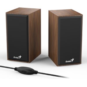 Genius SP-HF180 6W Wooden Desktop USB 2.0 Stereo Speakers with 3.5mm Audio Jack & Volume Control, Natural Wood - Image 3